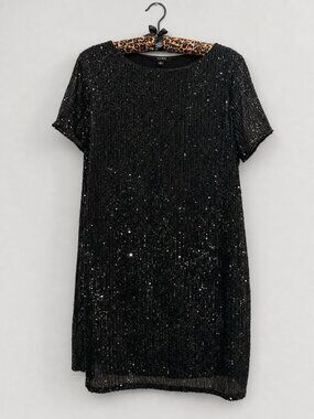 msk sequin dress Msk Plus Size Sequined Bell-Sleeve Cocktail Dress - Black
